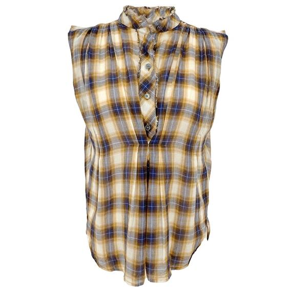 MARC JACOBS Ruffle Detail Plaid Blouse 2 - Picture 1 of 8